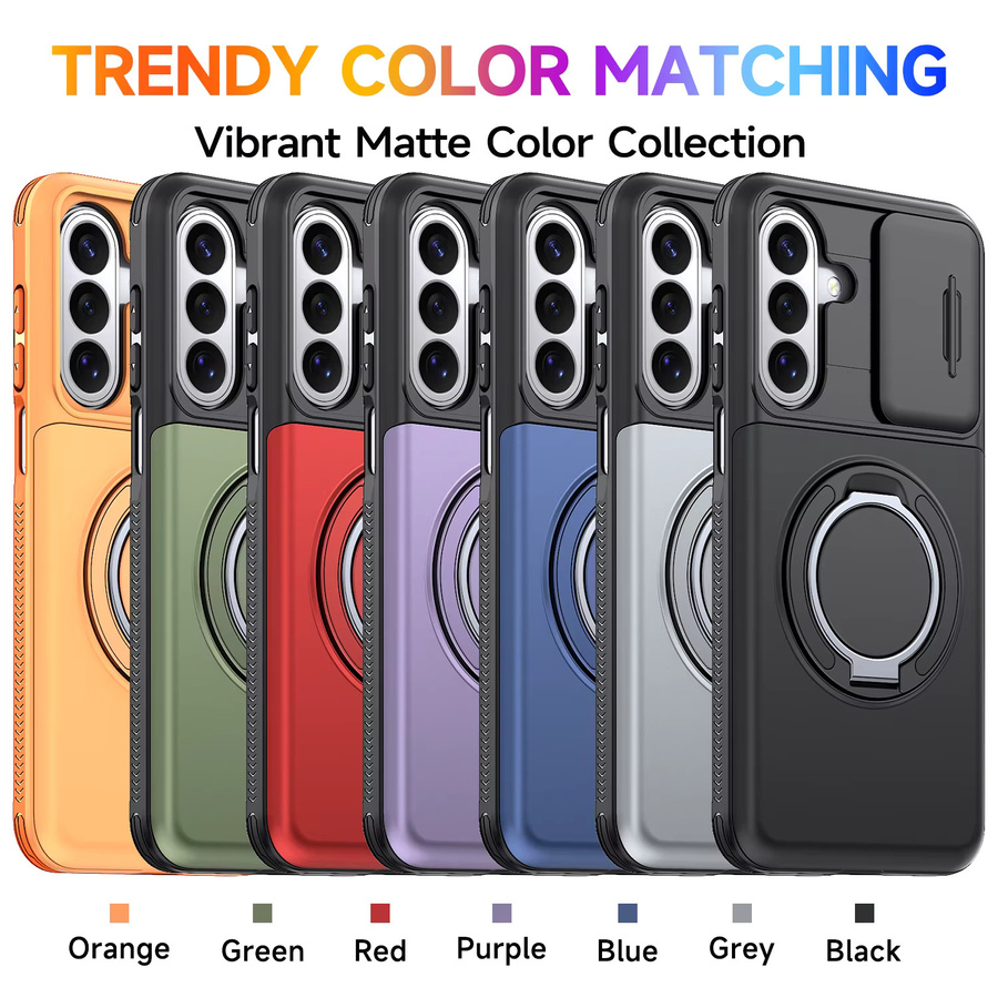 Magnetische Brieftaschenhülle für Samsung Galaxy S26 S25 Plus S24 Ultra A57 A37 A27 A17 A07 A56 A36 A16 A55 mit Schiebe-Kameraschutz in Lila - Bild 5