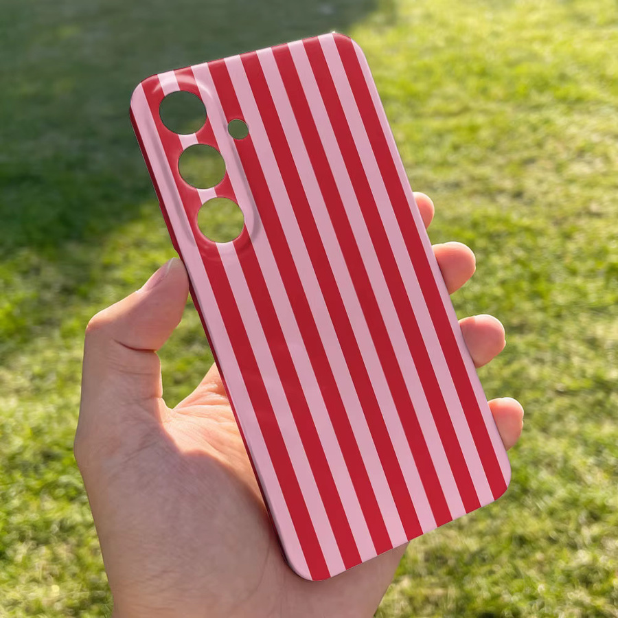 Handyhülle für Samsung Galaxy Serie mit rotem Streifenmuster aus hartem PC-Material - Bild 3