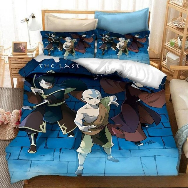 3D-Druck Avatar Der Herr der Elemente Bettwäsche-Set Blau mit Bettbezug und Kissenbezug aus Mikrofaser, B/H: 135 x 200 cm - Bild 1