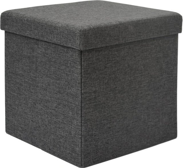 DuneDesign Faltbarer Sitzwürfel mit Stauraum in Grau, B/T/H: 38 x 38 x 38 cm - Bild 1