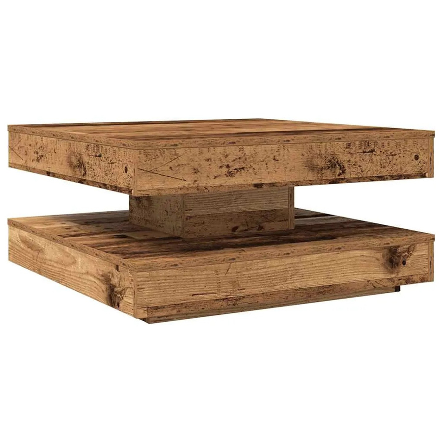 vidaXL Couchtisch in Altholz-Optik mit 360-Grad drehbarer Tischplatte, braun, B/T/H: 70 x 70 x 34,5 cm - Bild 2