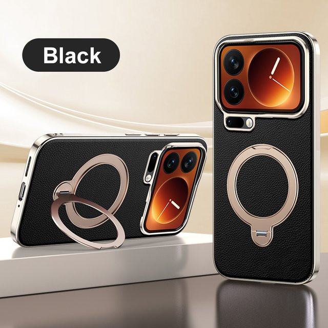 Stoßfeste TPU-Ledertasche mit 360-Grad-drehbarer Halterung für Xiaomi 17 Pro Max, 17 Pro und 17 in Orange - Bild 1
