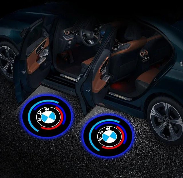 BMW LED Auto Tür Willkommenslicht Projektor Lampe Set in Schwarz für E34 E46 E39 E38 E90 E60 E36 F30 F10 E92 E91 G30 G38 M3 M5 - Bild 1