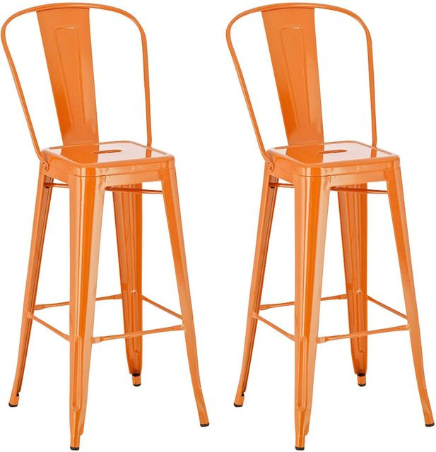 TPFLiving 2er Set Barhocker Adnan in Orange aus Metall - Bild 1