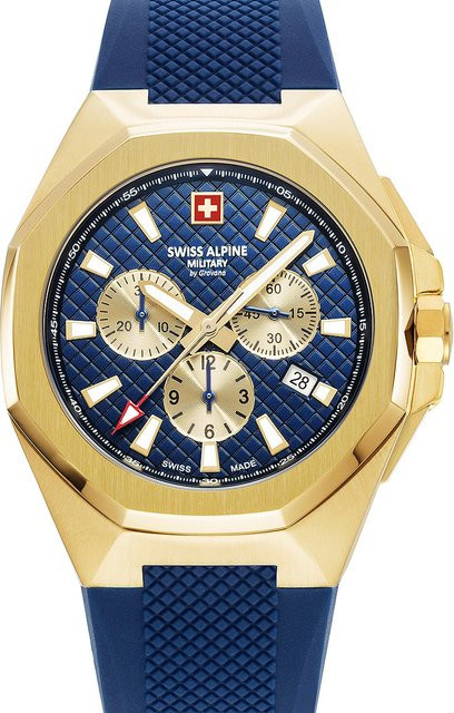 Swiss Alpine Military Chronograph, Quarz, Edelstahl, Blau, 42 mm, Herren - Bild 1