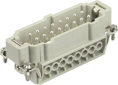 HARTING Han E 16 + PE Stifteinsatz mit Schrauben, Grau, 09330162601 - Bild 1