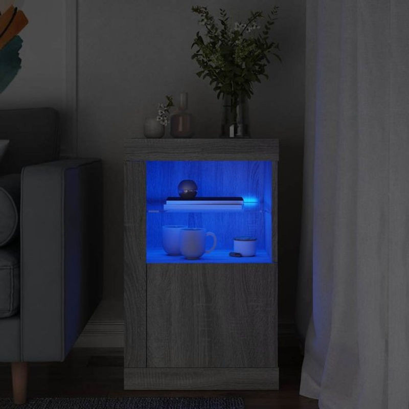 Modernes Vidaxl Beistellschrank mit LED-Leuchten in Grau Sonoma Holzoptik - Bild 1