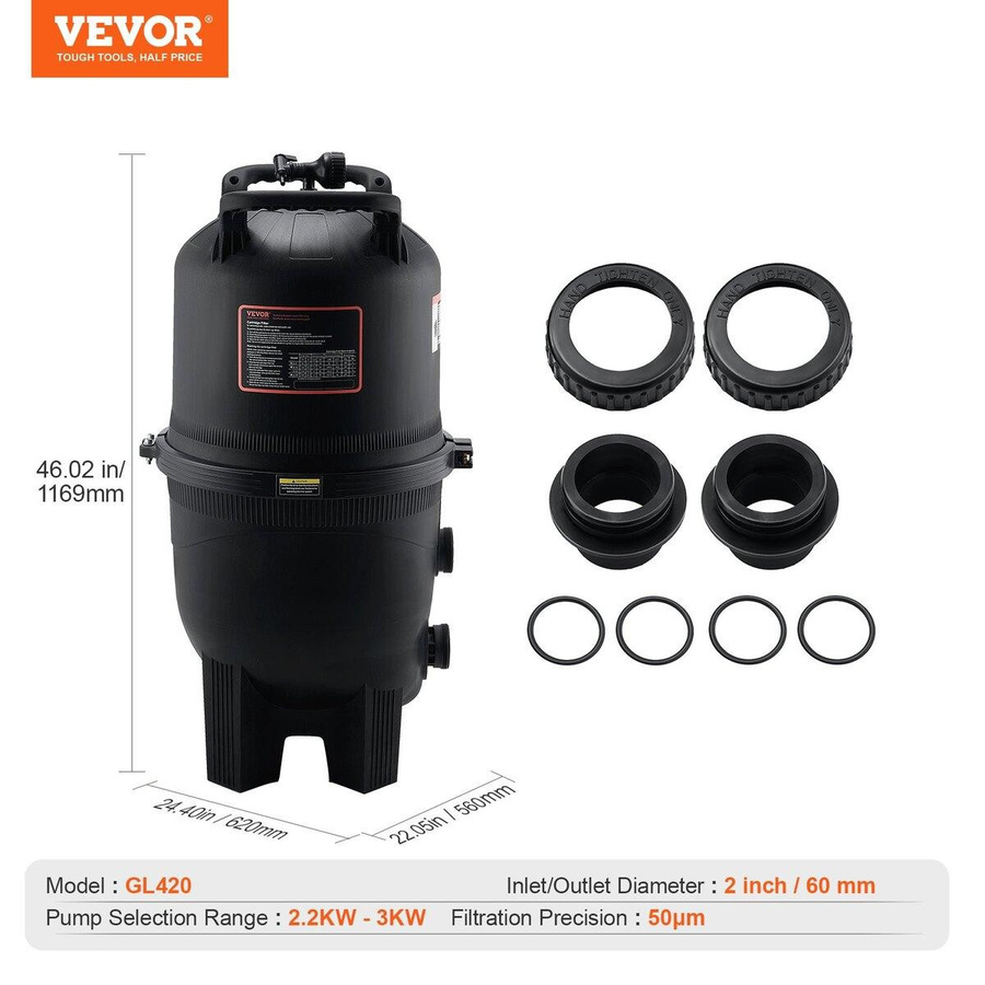 Buying Solutions MB Pool-Filterkartusche für Inground- und Aboveground-Swimmingpools mit 60mm Anschluss für eine Filtration von 40 qm aus Glasfaser und bleifreiem Papier - Bild 3