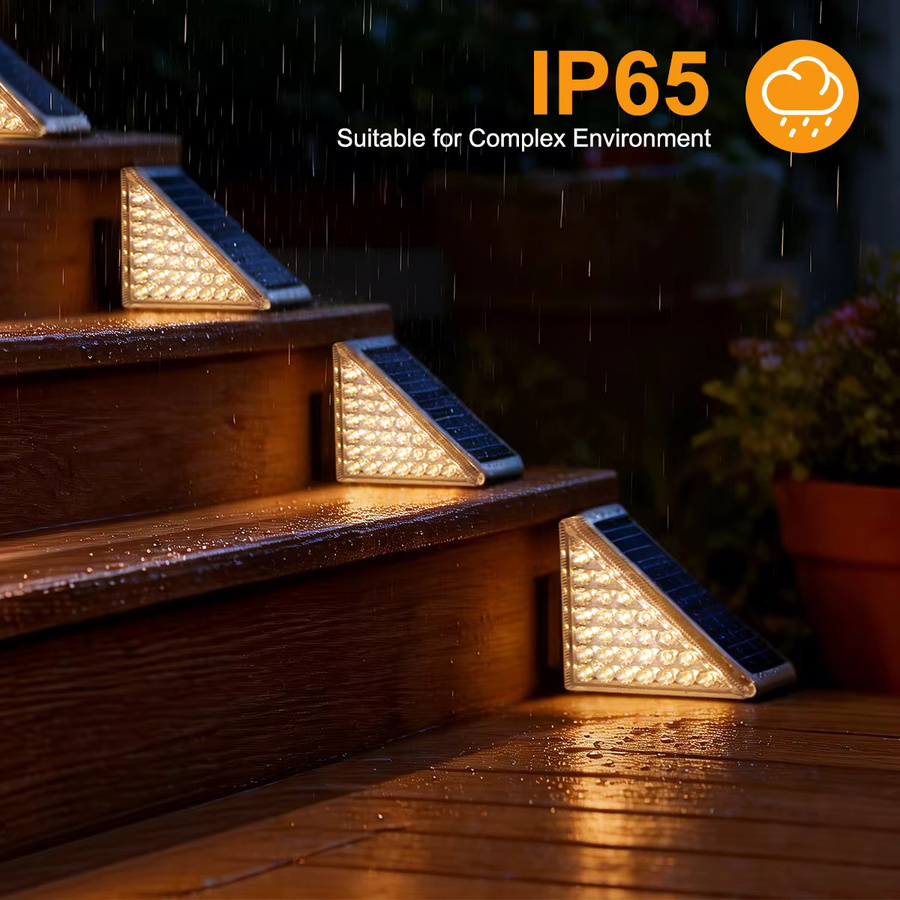 AMARYLLIS LED Solar-Terrassenleuchten Set mit warmweißem Licht, IP65 wasserdicht, dreieckige Solarleuchten für Garten, Terrasse und Treppen - Bild 5