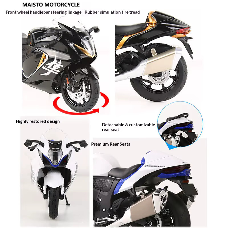 Maisto Suzuki Hayabusa Motorradmodell, 1:12, Metall, Grau, Schwarz - Bild 3