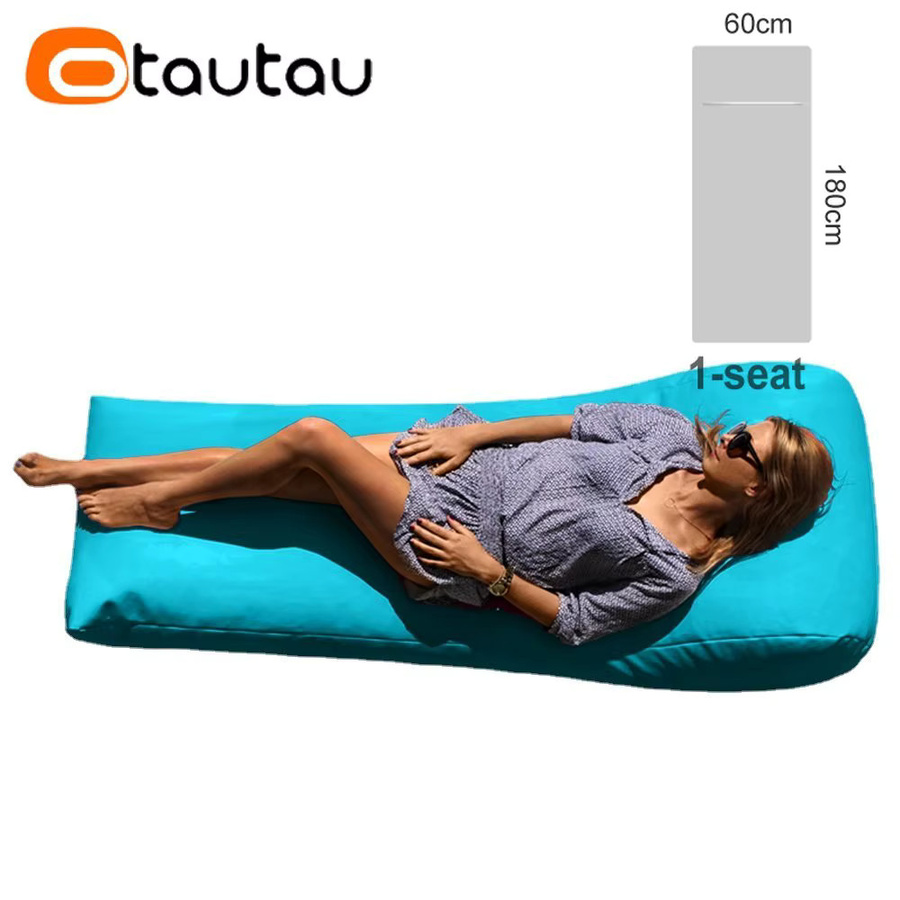 OTAUTAU Outdoor-Sitzsackbezug SF059 für Garten und Schwimmbad, Farbe: Weiß/Türkis - Bild 3