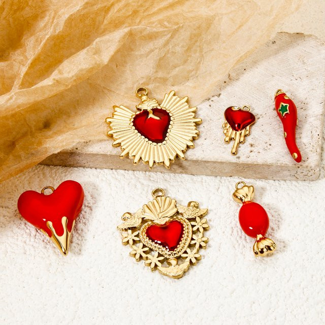 DoreenBeads Anhänger Rotes Herz, Edelstahl, Gold, Unisex - Bild 1
