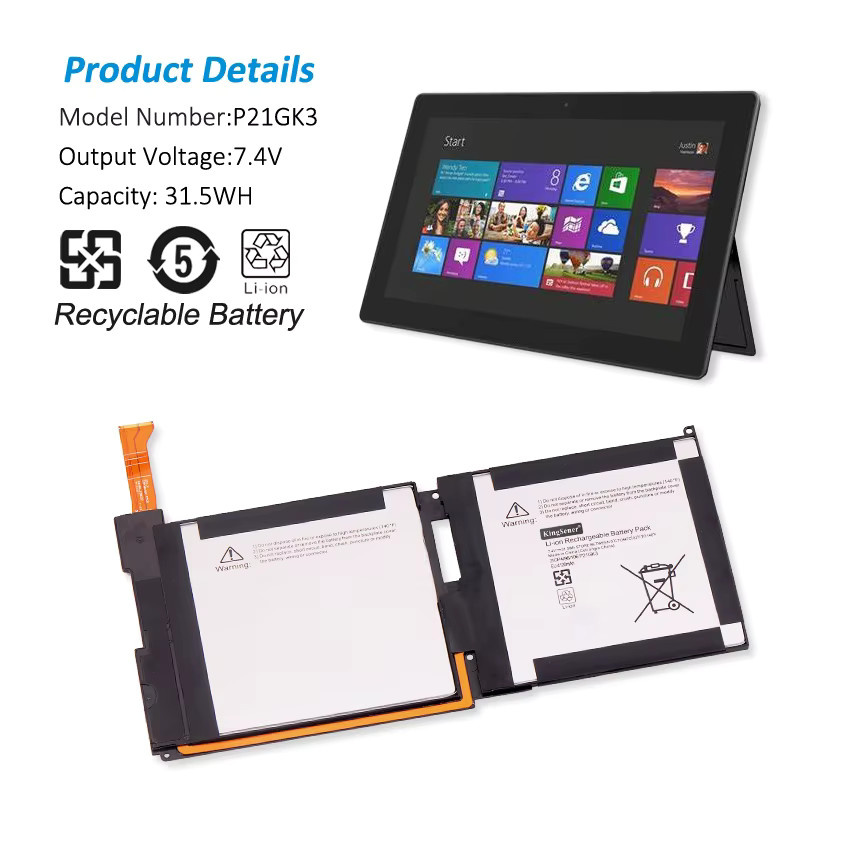 Kingsener Laptop-Akku für Microsoft Surface RT 106 Tablet PC, Farbe: Schwarz - Bild 2