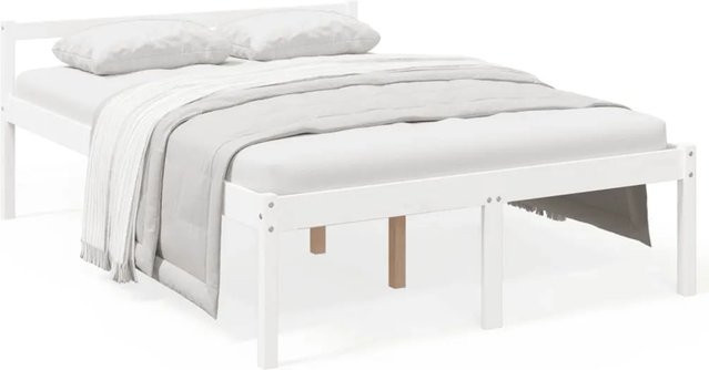 vidaXL Massivholzbett aus Kiefer in Weiß, B/T: 140,5 x 195,5 cm - Bild 1