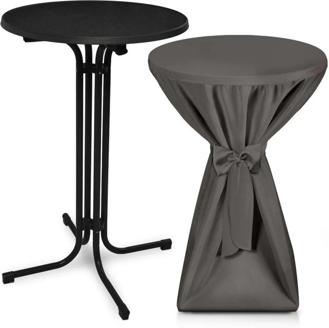 Beautissu Bellini Stehtisch Schwarz aus Stahl mit Premium Stehtischhusse Anthrazit aus Polyester, Durchmesser: 60 cm - Bild 1