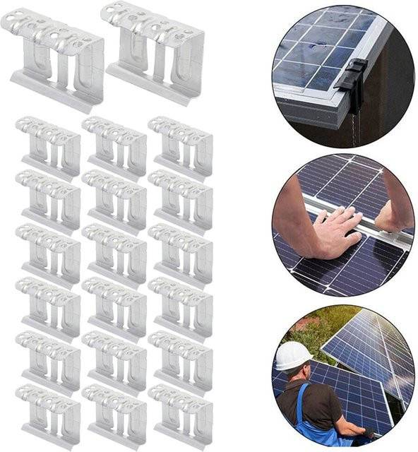20 Stück Solar Photovoltaik Wasser Guide Clips aus Aluminiumlegierung in Silber für Modul-Drainage, passend für 30 mm, 33 mm, 35 mm und 40 mm - Bild 1