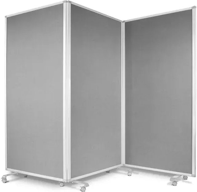 Office Marshal Filz-Stellwand dreiteilig in Grau mit Aluminiumgestell B: 270 cm, H: 180 cm - Bild 1