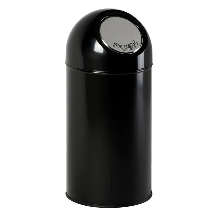 PROREGAL Klassischer Abfallbehälter mit Pushdeckel aus Metall, Schwarz, H x B x T: 67 x 31 x 31 cm - Bild 2