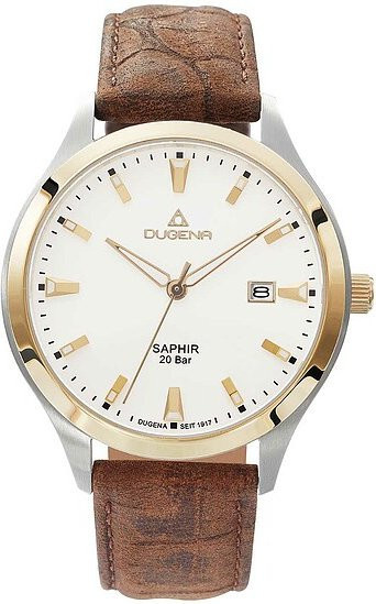 Dugena Herrenuhr Tresor Master, Quarz, Edelstahl, 42 mm, Leder, Gold - Bild 1