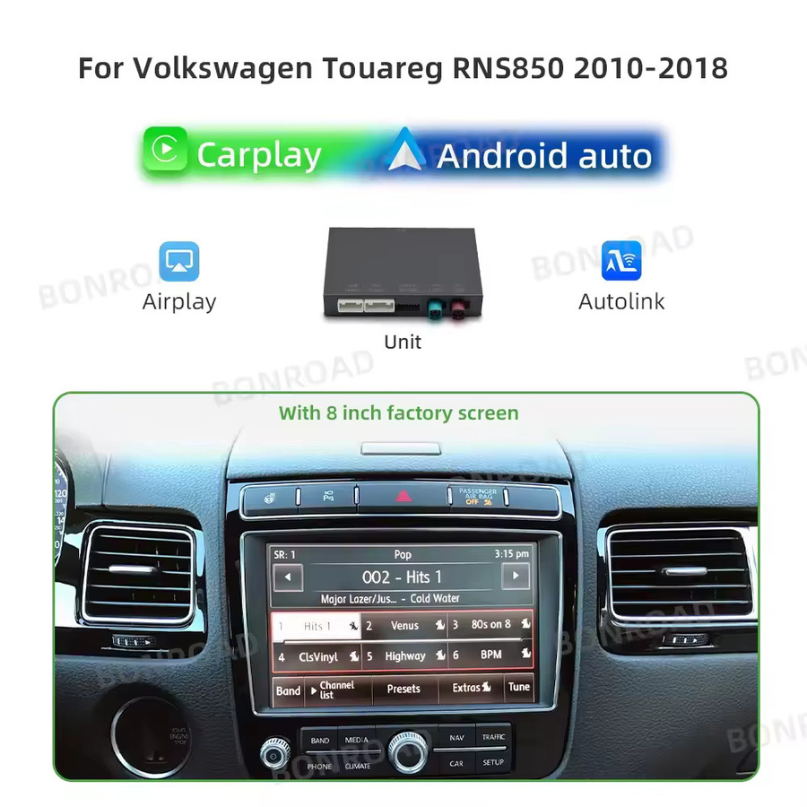 BONROAD Wireless CarPlay und Android Auto Interface für Volkswagen VW Touareg RNS850 mit Mirror Link, Airplay, Bluetooth und GPS in Schwarz - Bild 7