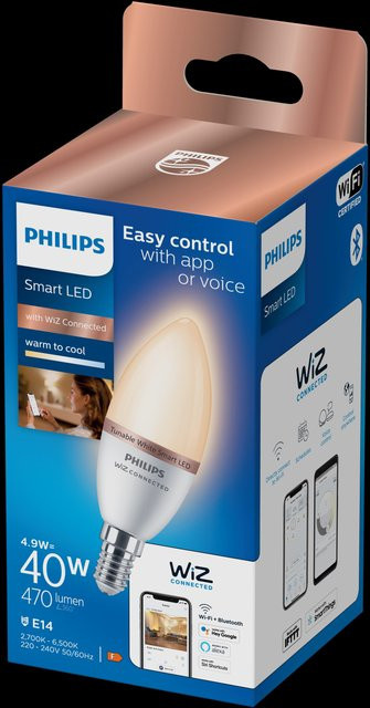 Philips WiZ Smart LED Kerzenleuchtmittel E14 Weiß 4,9 W - Bild 1