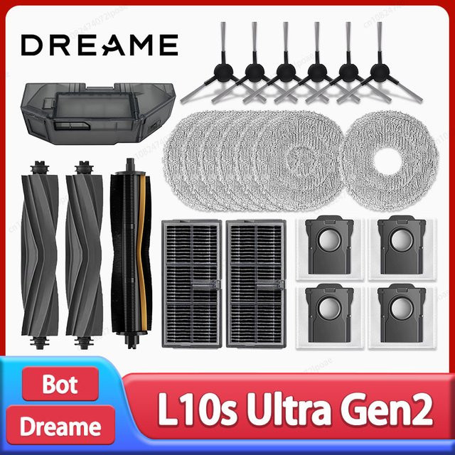 Dreame L10s Ultra Gen2 und L30s Ultra Robotstaubsauger Zubehör Set in Schwarz mit Hauptbürste, Mopptüchern, HEPA-Filtern und Staubbeuteln - Bild 1