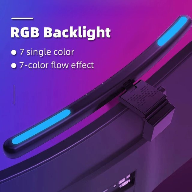 CHENBEN RGB LED Monitor Lichtleiste, gebogene USB Computer-Bildschirmleuchte mit stufenloser Dimmung, Schwarz - Bild 1