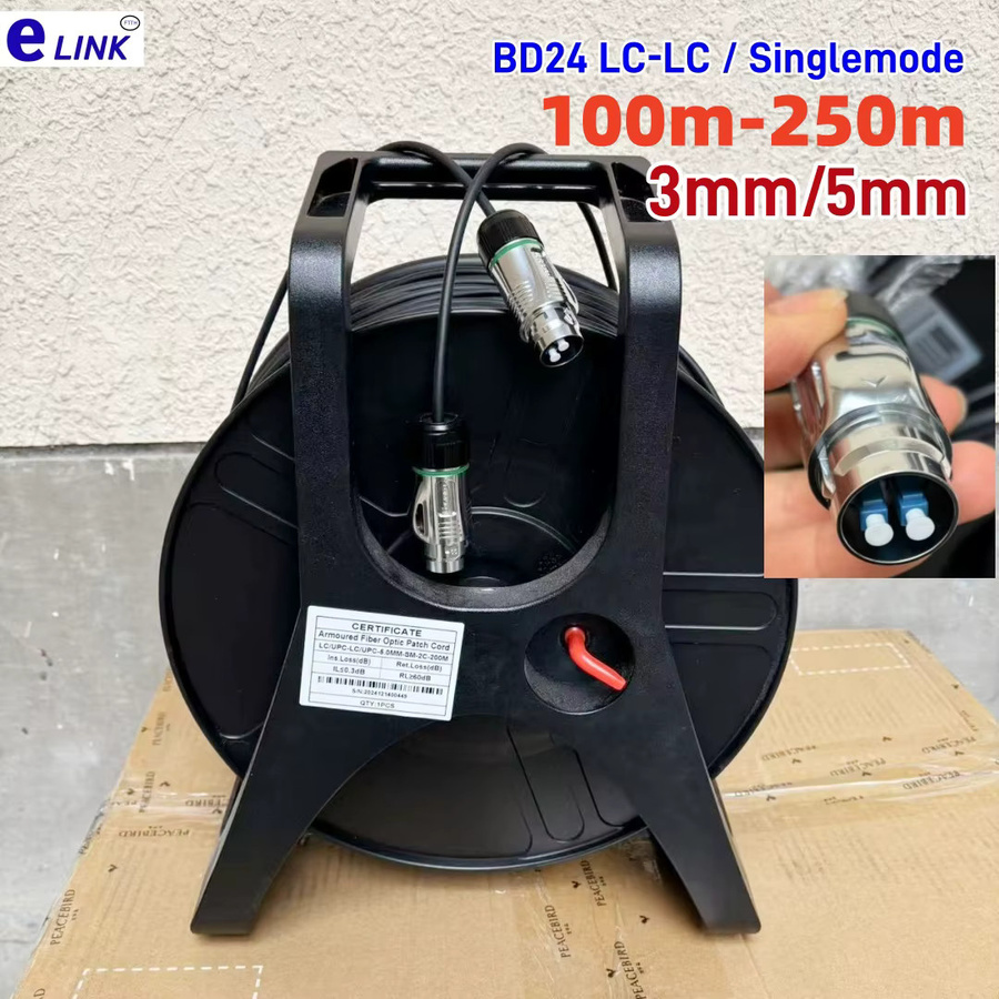 Elink LC-LC Gepanzertes Singlemode Optisches Patchkabel BD24 2C 2-adrig SM LSZH Outdoor Schwarz - Bild 1