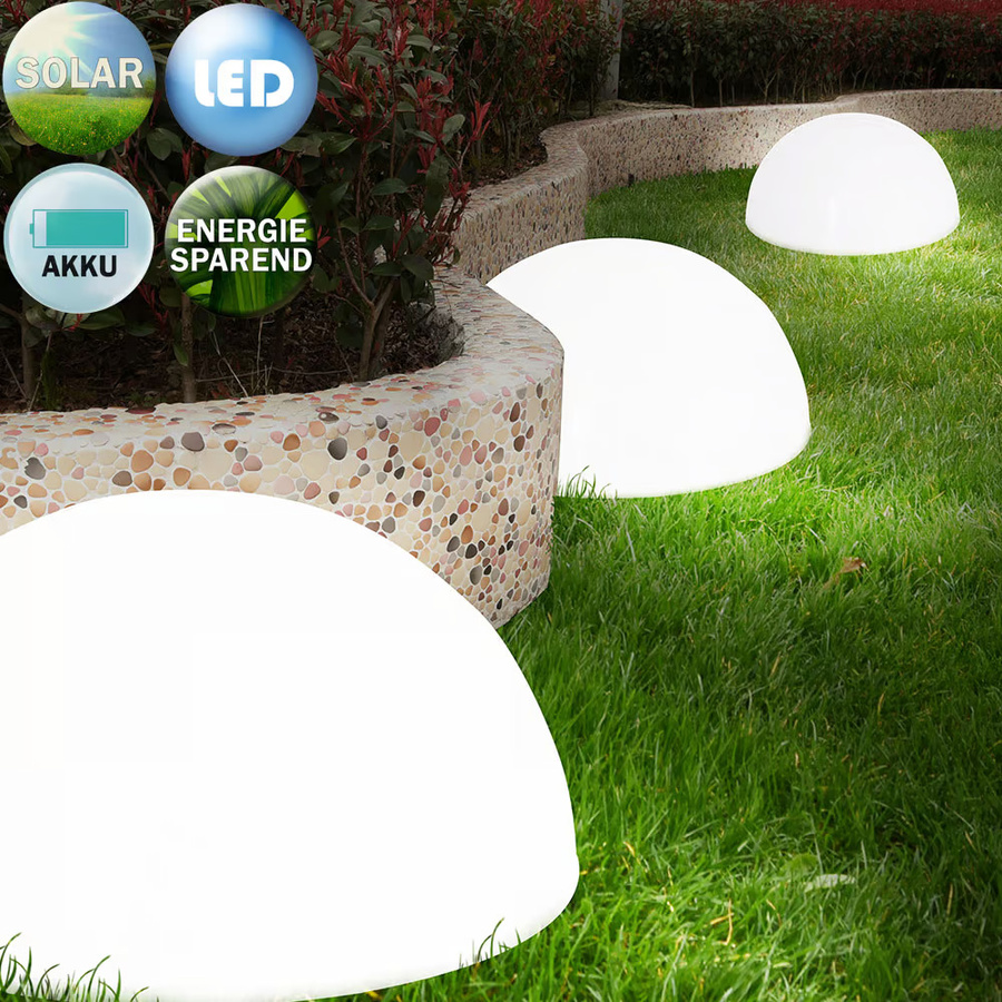 Monzana LED Solarleuchten 3er-Set in Weiß, moderne halbrunde Bodenleuchten für Garten, Balkon und Terrasse mit Dämmerungssensor, IP44 - Bild 2