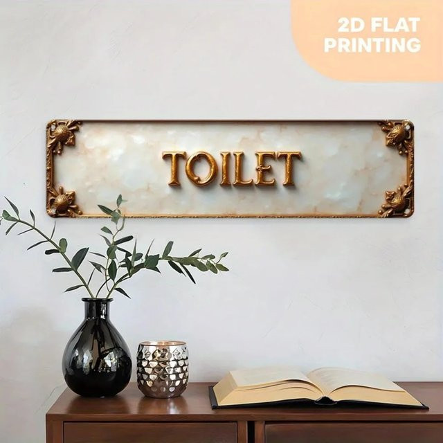 CIFBUY Vintage Toilettenschild aus Metall als Aluminiumplakette zur Wanddekoration für dein Zuhause oder Büro, B: 40,0 cm, H: 10,0 cm, T: 1,0 cm - Bild 1