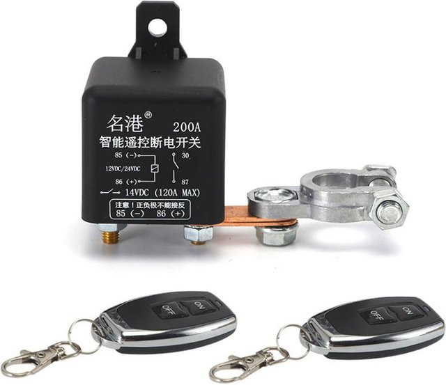Homeele Universal Drahtlose Fernbedienung für Auto Batterie Schalter mit 2 Relais und 200A Kapazität in Schwarz - Bild 1