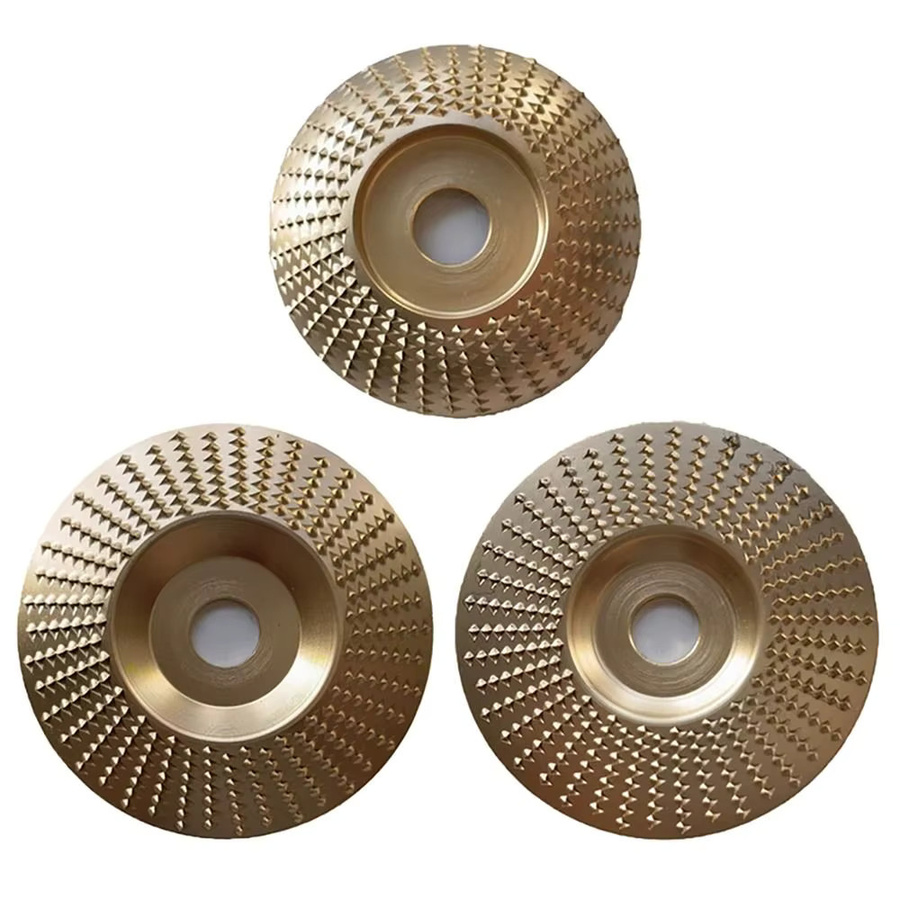 Schleifscheiben-Set für Winkelschleifer zum Schleifen, Polieren und Schnitzen von Holz in Bogen, Flach und Abschrägung, Gold - Bild 2