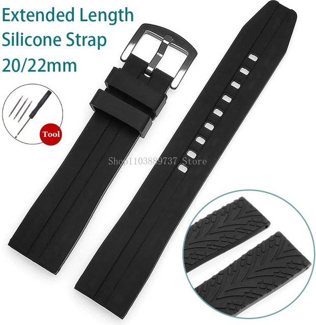 Uhrenarmband Silikon, Schwarz, Unisex, 20 mm, 22 mm - Bild 1