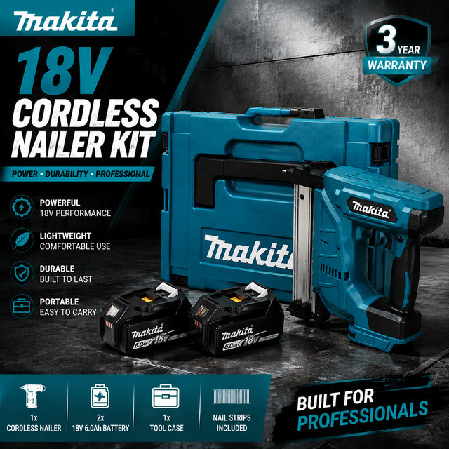 Makita Akku-Dünnnagler DFN350 für Tischlerarbeiten mit 18 V Akku und 15–30 mm Dünnnägeln - Bild 1