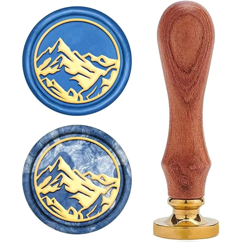 Berg Wachs Siegel Stempel Set mit abnehmbarem Messing Kopf und Holz Griff, Durchmesser: 25 mm - Bild 5