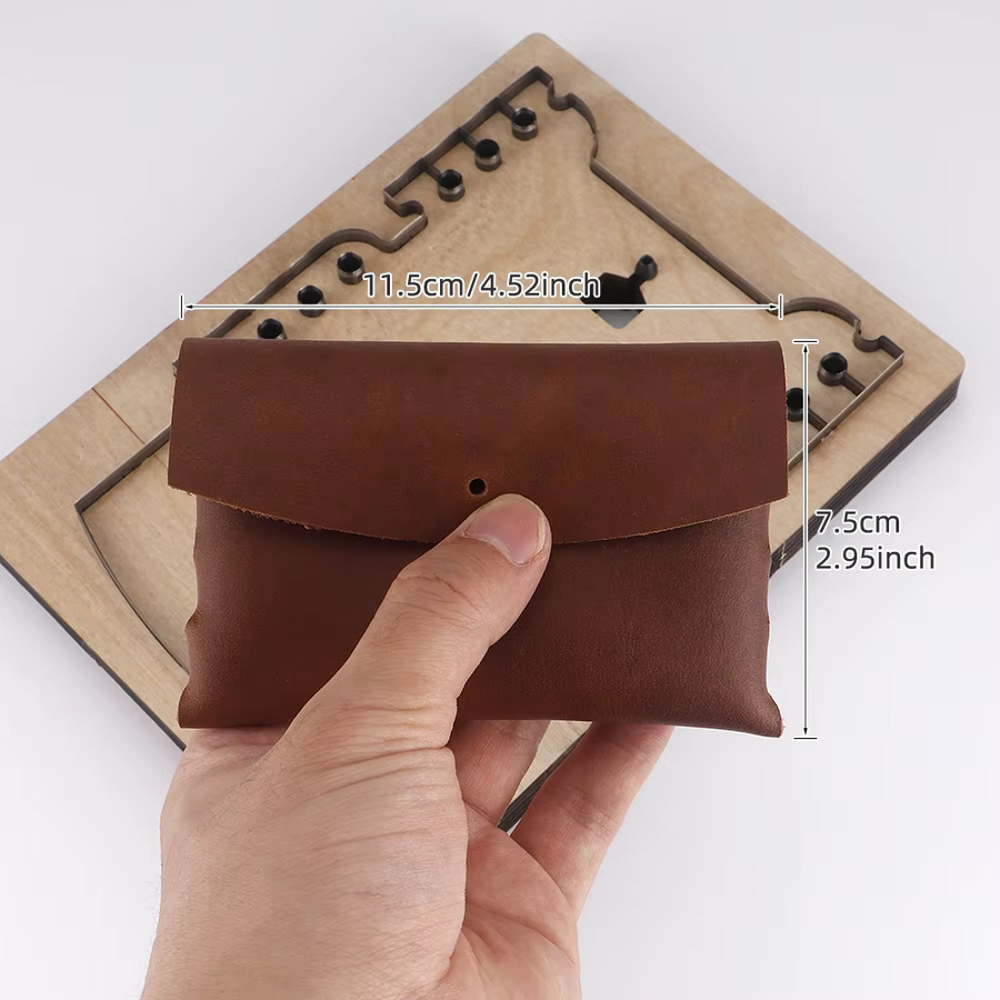 DIY Leder Handwerk Schneideform aus Holz für Handtaschen, Sammelalben und Brieftaschen in Braun - Bild 2