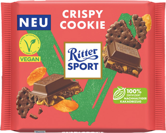 Ritter Sport Vegan Crispy Cookie Schokoladentafel 100 g - Bild 1