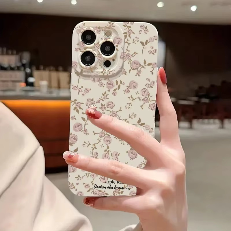 Stoßfeste Silikonhülle mit Vintage Rose Floral Flowers Design für iPhone 16 15 14 13 12 11 Pro Max Plus SE in Pink und Multicolour - Bild 3