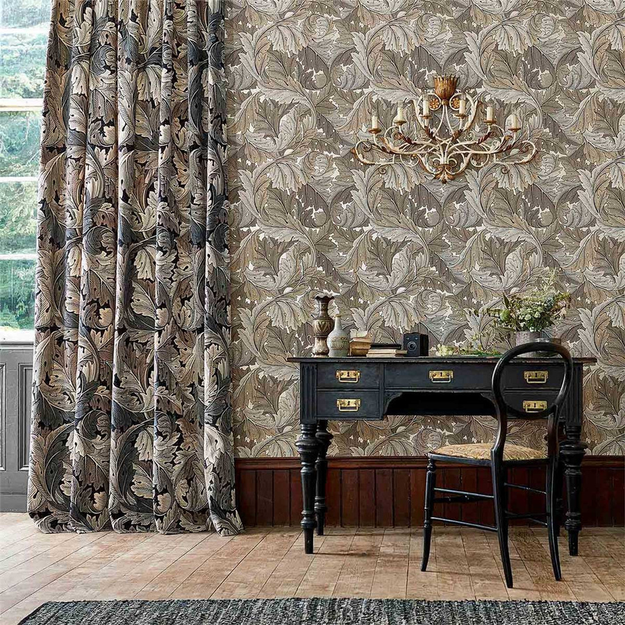 Morris & Co. Tapete Acanthus in Manilla/Stone mit floralem Art Nouveau Design und botanischem Muster - Bild 1
