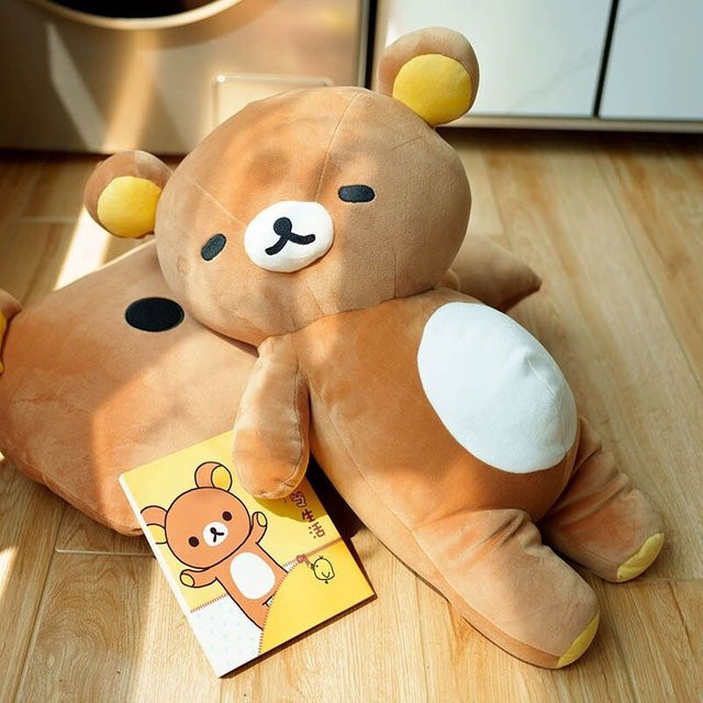 Bandai Rilakkuma Kopfkissen, Plüsch / Textil, 90cm, Braun - Bild 1