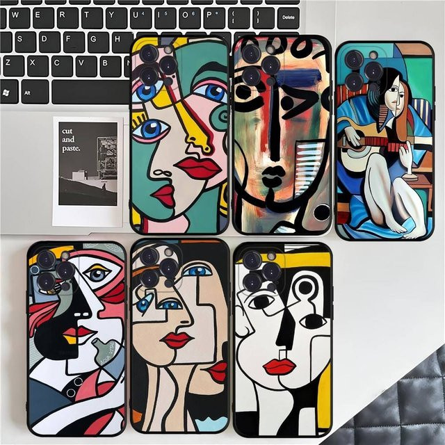 Handyhülle aus weichem Silikon mit Picasso abstrakter Kunst Malerei in Multicolour für iPhone Modelle - Bild 1