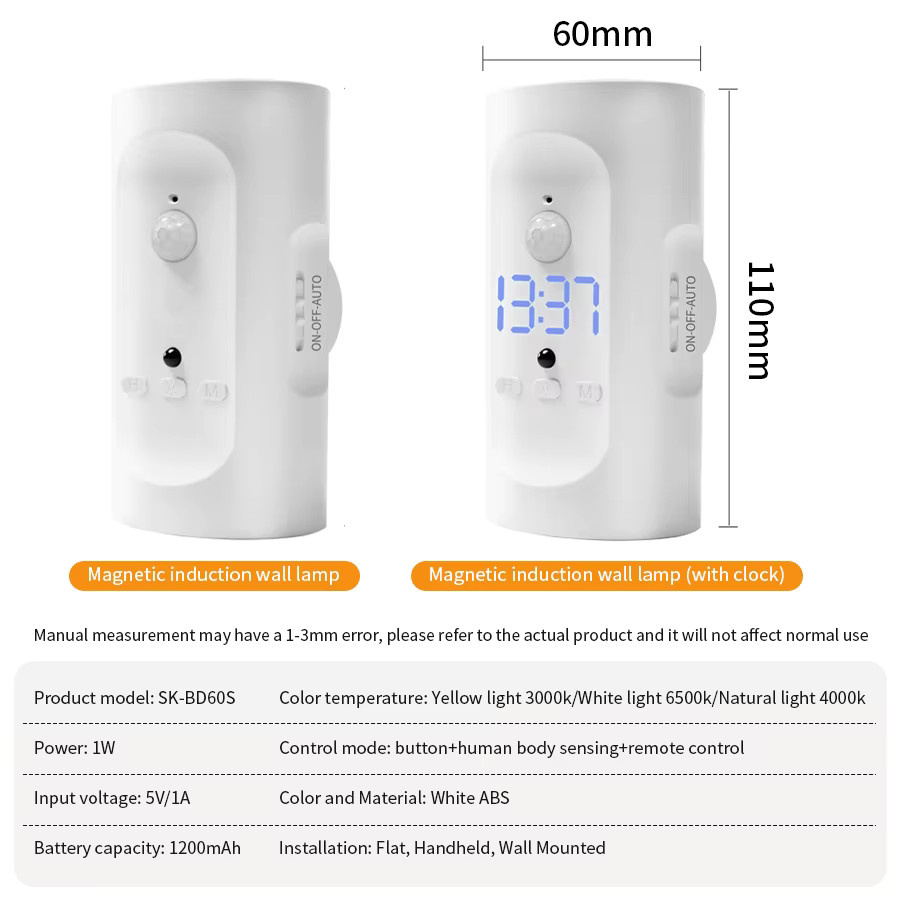 GGBEE Magnetische LED-Wandleuchte in Weiß mit Bewegungssensor und Fernbedienung, Wiederaufladbare Doppelkopf-Nachtbeleuchtung für Treppen und Flure - Bild 2