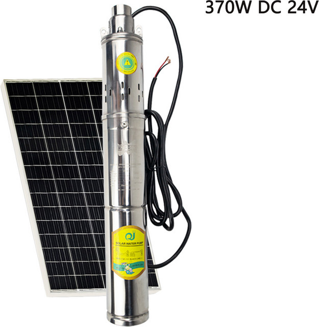 MARS ROCK Solar-Wasserpumpe 24 V mit integriertem Controller, bürstenlose DC-Tiefbrunnenpumpe für Bewässerung, 370 W, Farbe: Silber, Durchflussrate: 2,5 T/H - Bild 1