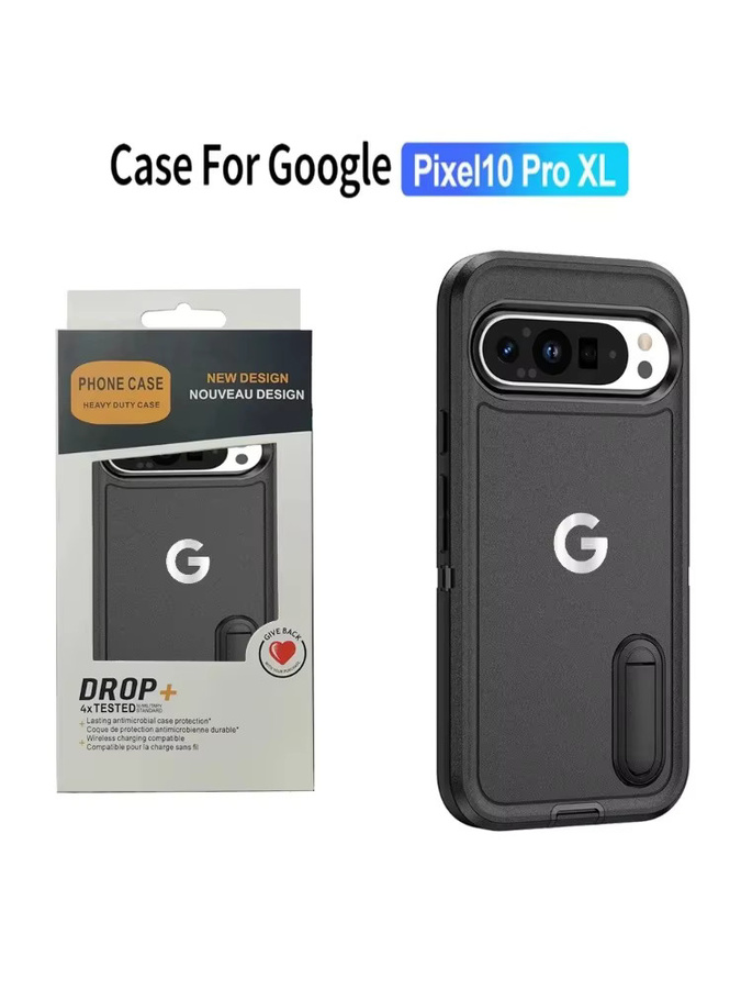 3in1 Hybrid Heavy Duty Armor Schutzhülle mit unsichtbarer Halterung für Google Pixel 10 und Google Pixel 9A Pro XL, TPU+PC, Schwarz oder Grau - Bild 7