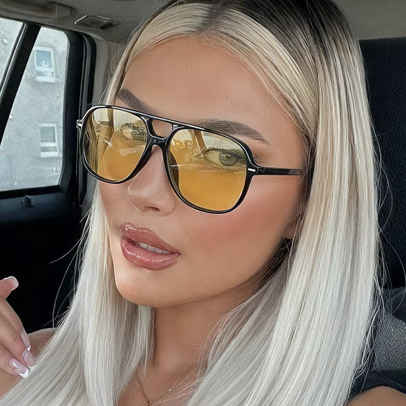 SHAUNA Sonnenbrille Retro, Nieten, Doppelbrücke, Übergroße, Unisex - Bild 4