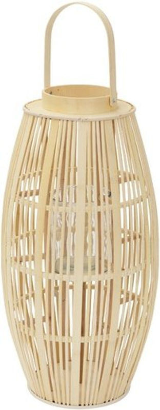 Bambus Laterne ECD Germany Windlicht im Bohemian Stil aus Bambus und Glas, Farbe Braun/Beige, H: 75 cm, B: 30 cm, T: 30 cm - Bild 1