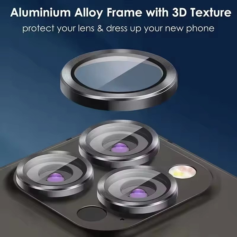3er Set Metall Objektiv Schutz Glas für Apple iPhone 16 15 14 13 12 Pro Max Mini Plus in Multicolour - Bild 2