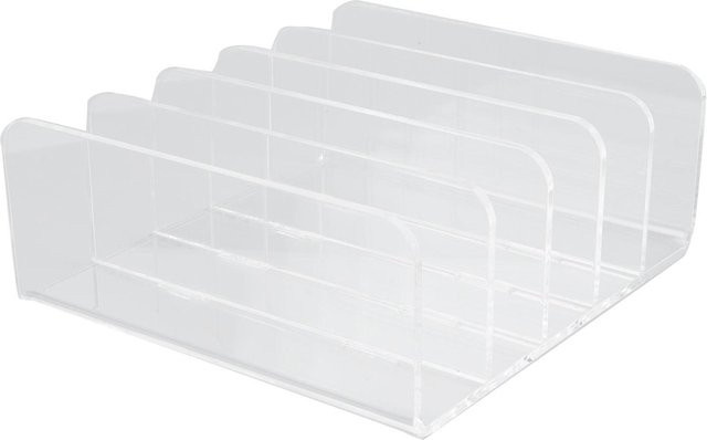 CosyHome Desktop-Aktenorganizer aus Acryl mit 5 Fächern, transparent/weiß, B: 16,2 cm, T: 15,6 cm, H: 6,6 cm - Bild 1