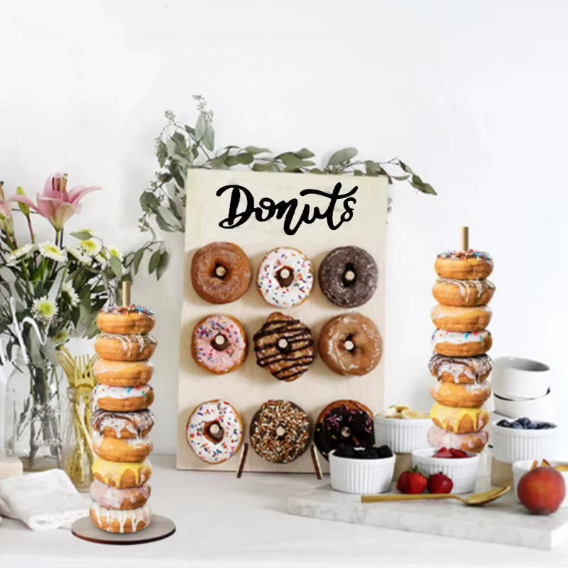 YOCITY Holz Donut Ständer für Hochzeit, Geburtstag und Party als Tischdekoration - Bild 1