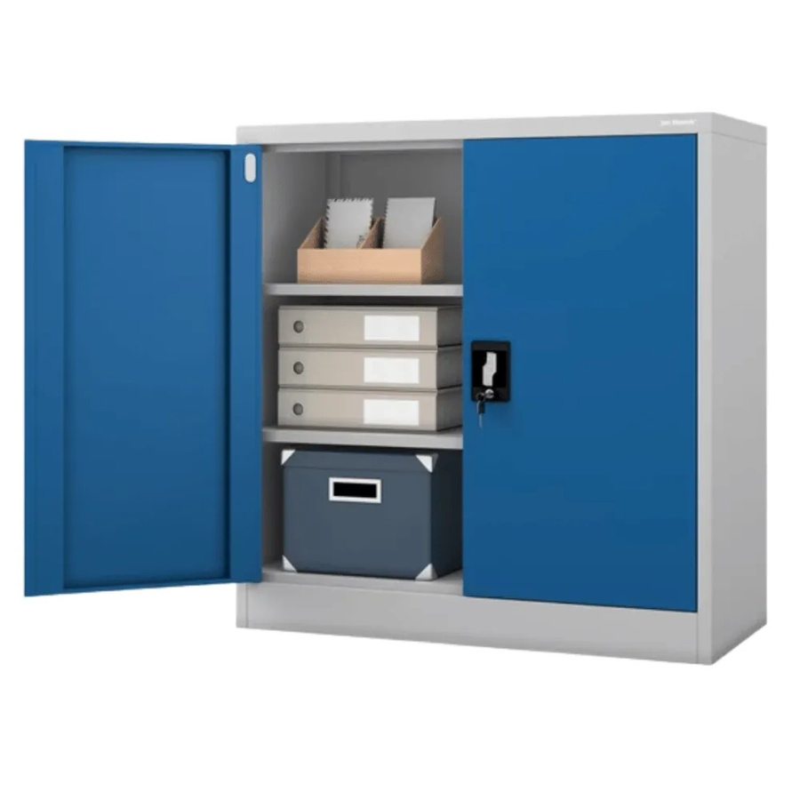 JAN NOWAK Aktenschrank BEATA mit Flügeltüren und Schloss, Grau-Blau, H: 93 cm, B: 90 cm, T: 40 cm - Bild 2